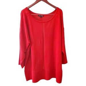 TINT & Shadow Red Ribbed Long Tunic Lightweight Sweater New with Tags